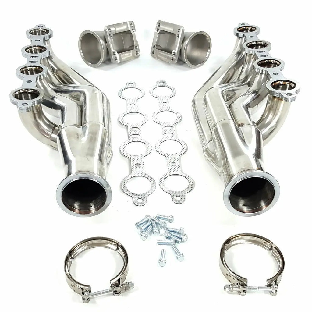 LS Turbo Exhaust Header Manifold For 1997-2015 Chevrolet Corvette/Chevrolet Camaro/Pontiac Firebird GTO GM V8+Elbows T3 T4 to 3.0" V Band