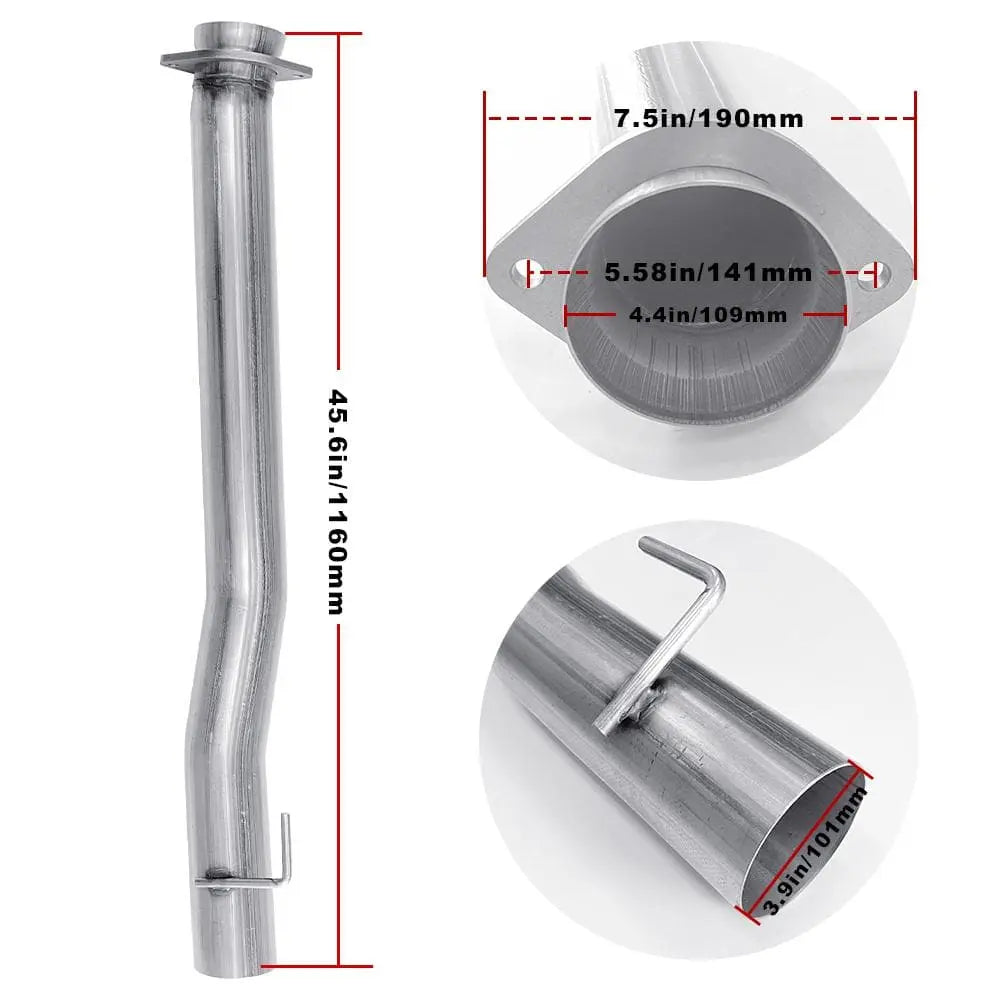 For 4.0/5.0 Inch 2011-2023 6.7 Powerstroke Ford F-250 F-350 F-450 DPF Delete Race Pipe Downpipe-Back w/Muffler Exhaust