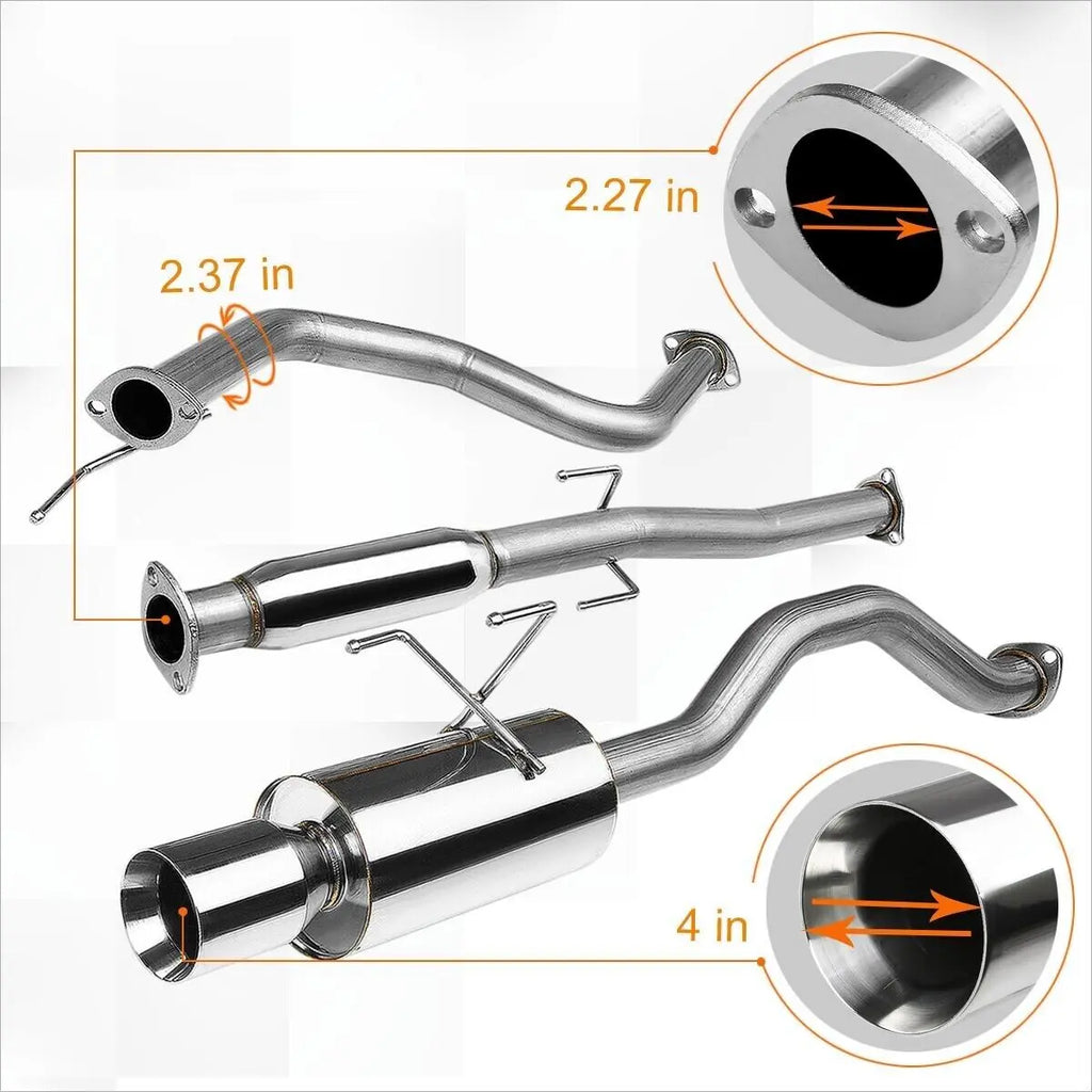 1992-2000 Honda Civic 1.6L 4 Inch Burnt Rolled Muffler Tip 2.25" Catback Exhaust System